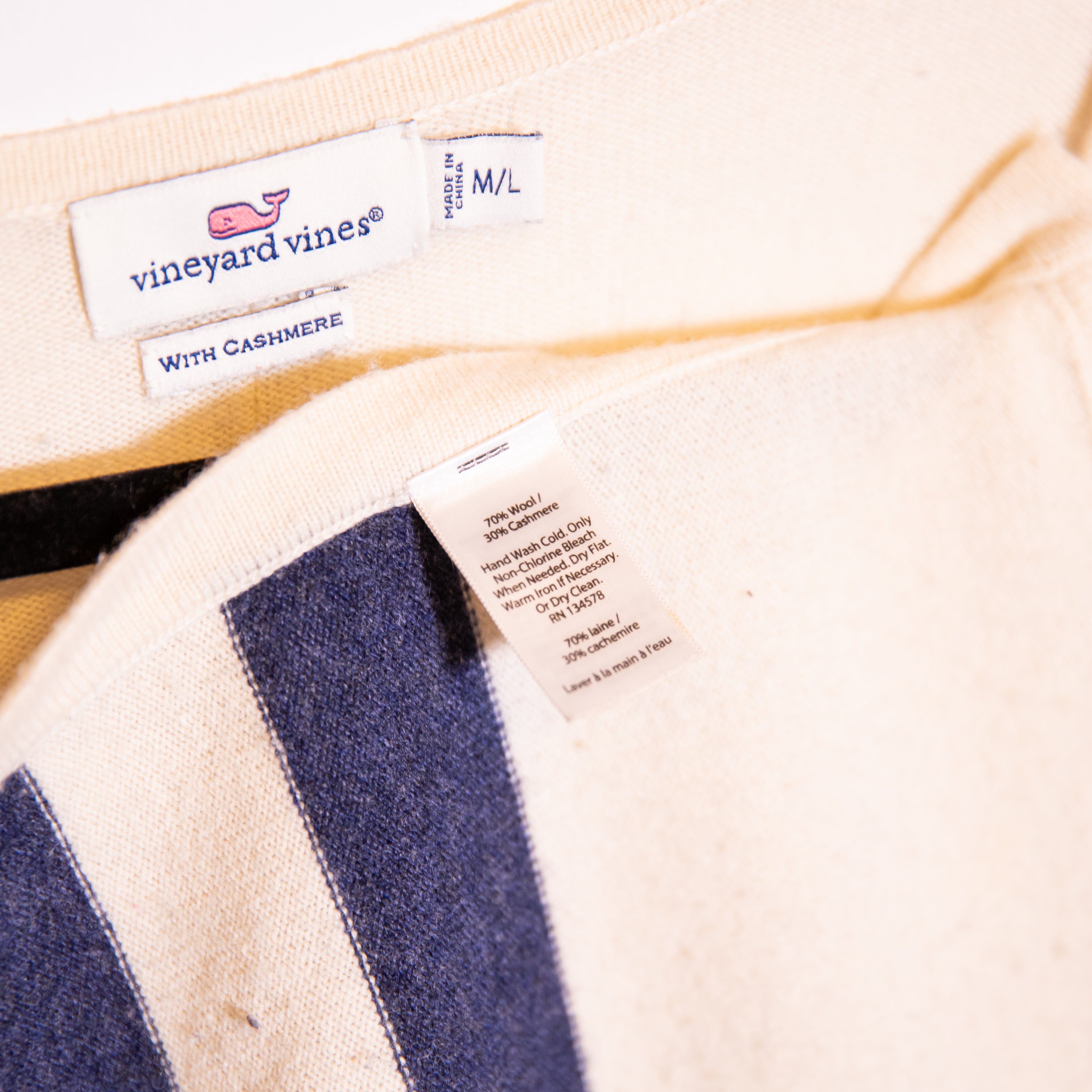 Vineyard Vines Women's Wool Cashmere Stretch Knit Pullover Stripe Sweater Poncho