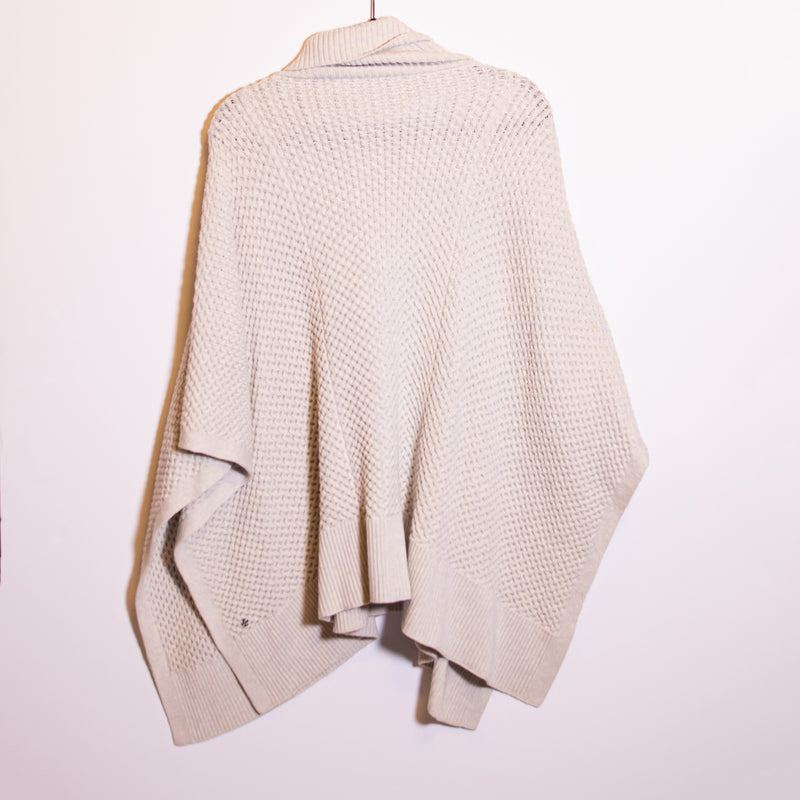 Lululemon Rolling In The Warmth Turtleneck Wool Cable Knit Poncho Angel Wing OS