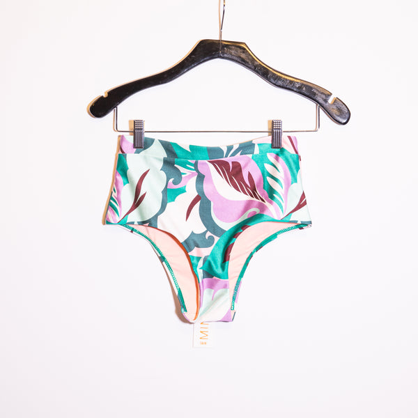 NEW MinkPink Brisa Marina High Waist Swim Bathing Suit Bottom Tropical Print XS