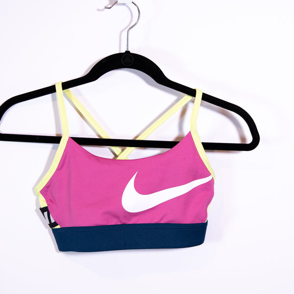 Nike Women's Dry Fit Racerback Athletic Work Out Training Colorblock Sports Bra