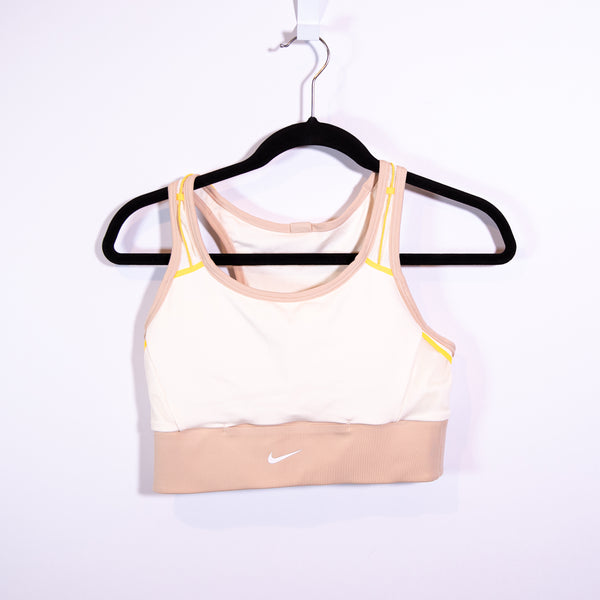 Nike Women's Swoosh Pocket Padded Racerback Athletic CJ0698 Sports Bra Neutral M