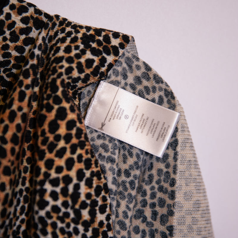 Equipment Raydon Wool Knit Cheetah Leopard Animal Print Crew Neck Sweater Large