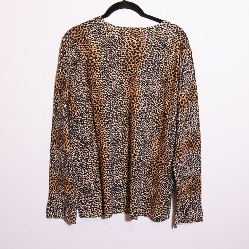 Equipment Raydon Wool Knit Cheetah Leopard Animal Print Crew Neck Sweater Large