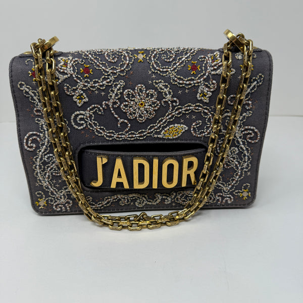 Christian Dior J'adior Beaded Embellished Allover Print Flap Shoulder Purse Bag