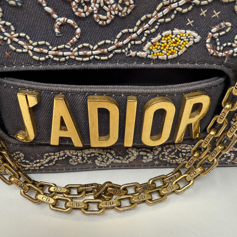 Christian Dior J'adior Beaded Embellished Allover Print Flap Shoulder Purse Bag