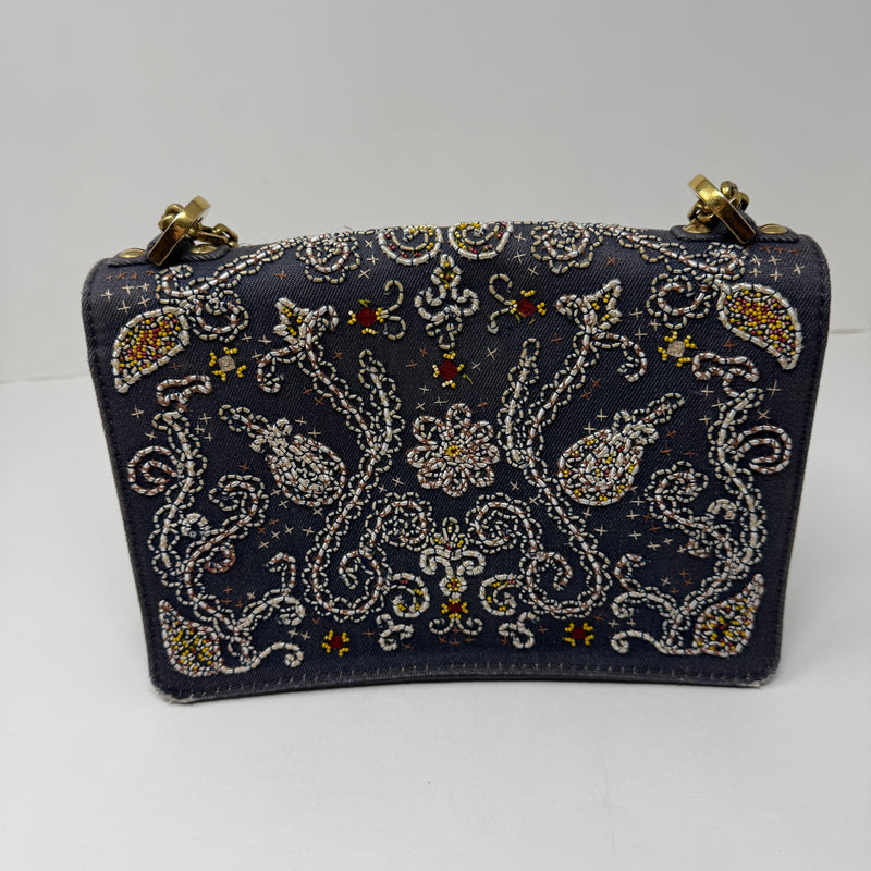 Christian Dior J'adior Beaded Embellished Allover Print Flap Shoulder Purse Bag