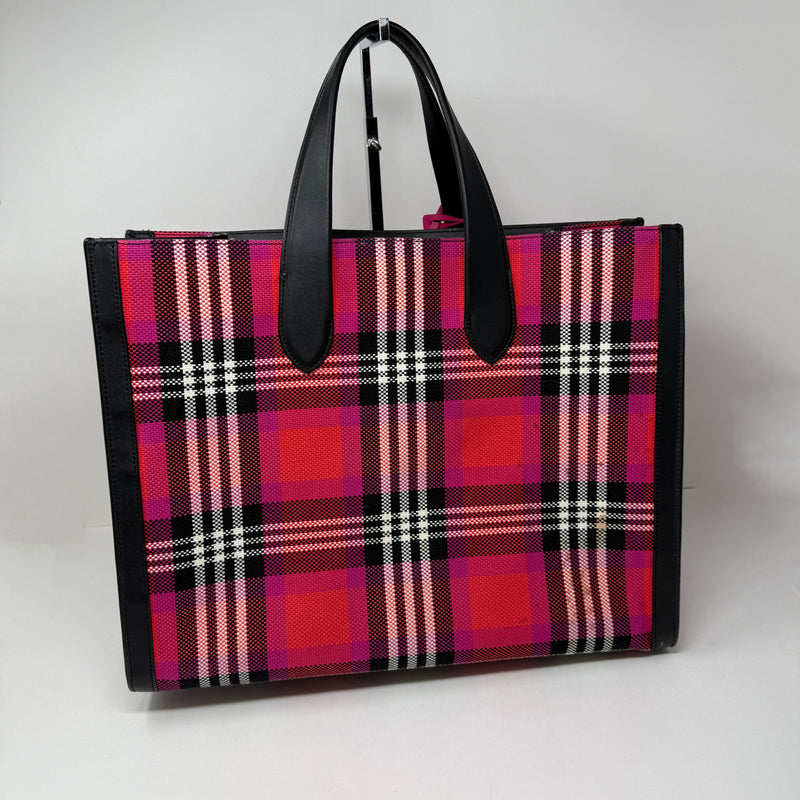 Kate Spade Manhattan Foliage Plaid Print Pattern Large Shopper Tote Purse Bag