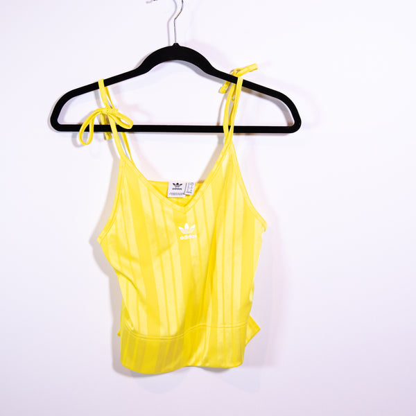 Adidas Originals Fashion League Tie Strap Shoulder V Neck Yellow Tank Top XS