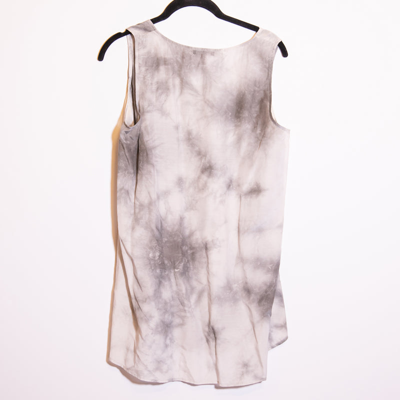 Eileen Fisher Cotton Silk Gray White Marbled Tie Dye Lightweight Tank Top Blouse