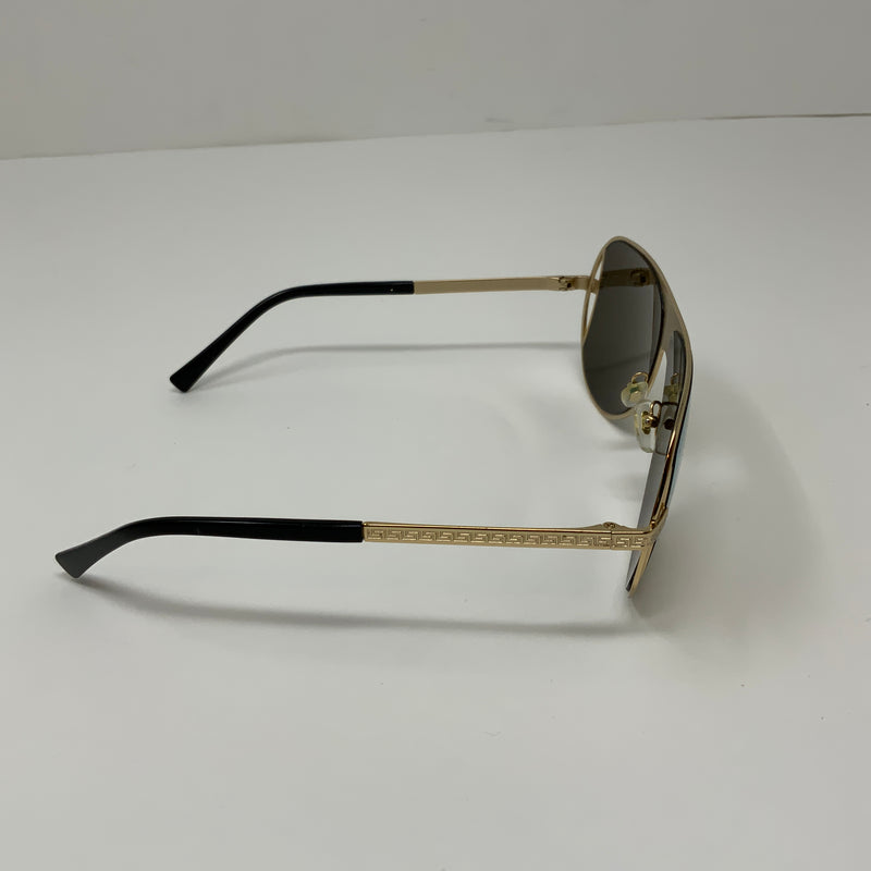 Versace 2212 Gold Oversize Windshield Aviator Mirrored Lenses Sunglasses