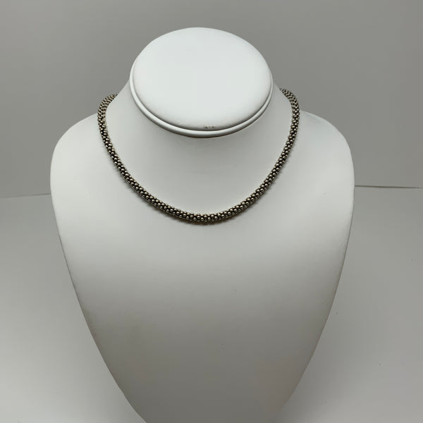 Lagos Signature Caviar Beaded 925 Sterling Silver Layering Necklace 15.5in Long