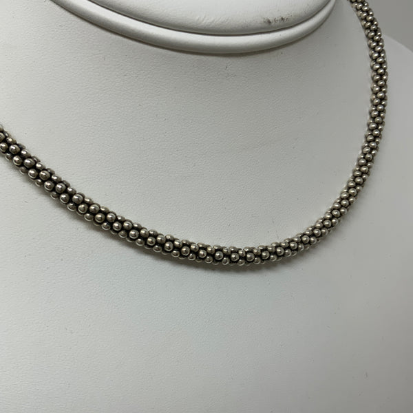 Lagos Signature Caviar Beaded 925 Sterling Silver Layering Necklace 15.5in Long