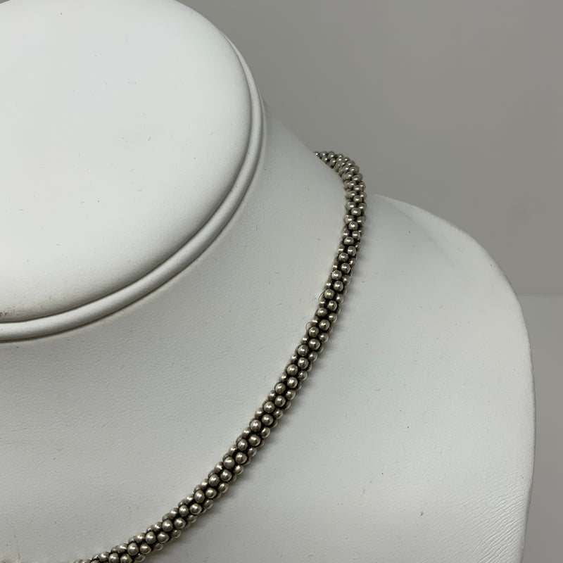 Lagos Signature Caviar Beaded 925 Sterling Silver Layering Necklace 15.5in Long