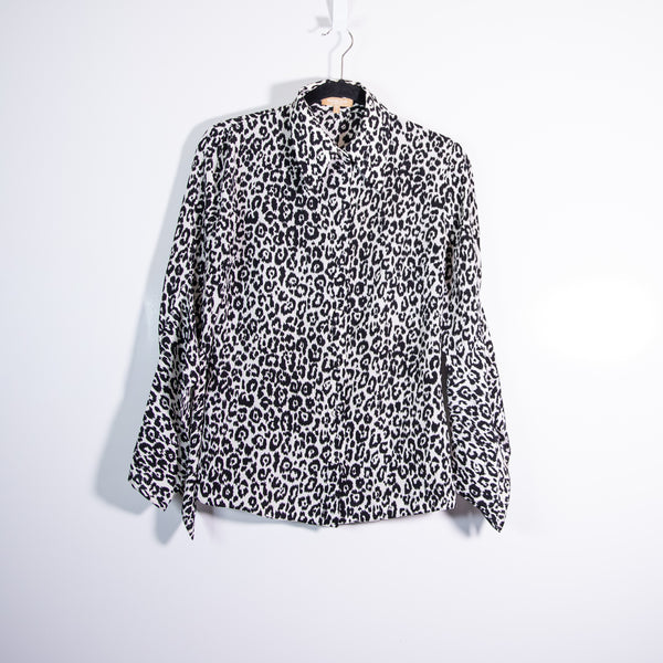 Michael Kors Collection Made In Italy Silk Chiffon Leopard Print Blouse Shirt 4