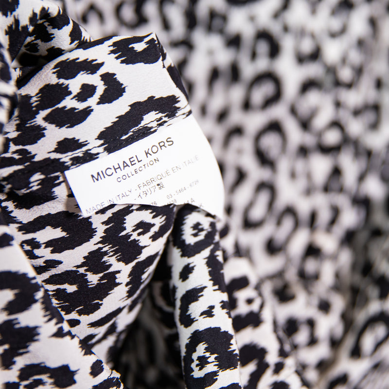 Michael Kors Collection Made In Italy Silk Chiffon Leopard Print Blouse Shirt 4