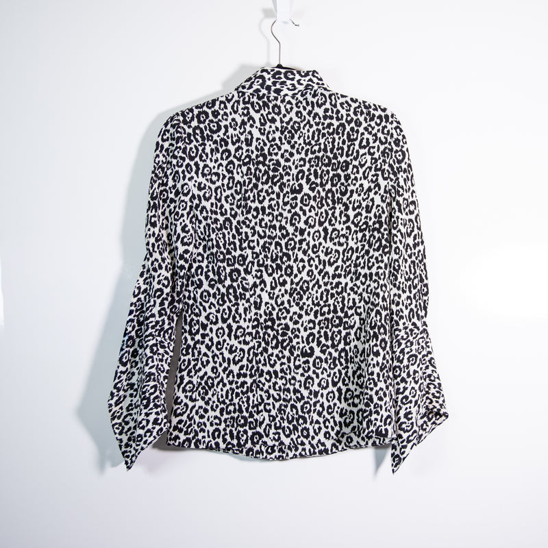Michael Kors Collection Made In Italy Silk Chiffon Leopard Print Blouse Shirt 4