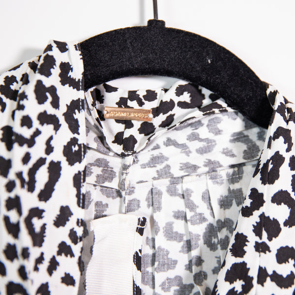 Adam Lippes Black Animal Cheetah Leopard Print Cotton Belted Midi Day Dress 00
