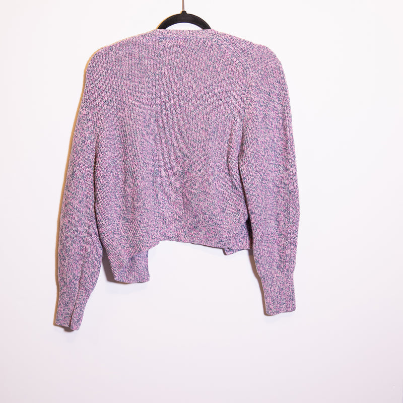 Wilfred Aritzia Nora Wool Knit Stretch Button Front Cardigan Sweater Purple Pink