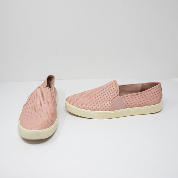 Vince Women's Blair Perforated Genuine Leather Slip On Sneakers Shoes Pink White