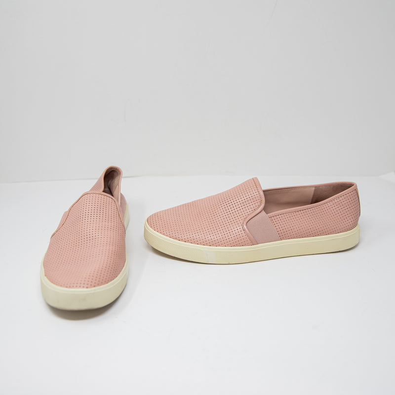 Vince Women's Blair Perforated Genuine Leather Slip On Sneakers Shoes Pink White