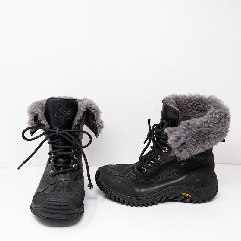 Ugg Women's Adirondack II Shearling Lined Leather Snow Winter Boots Shoes Black