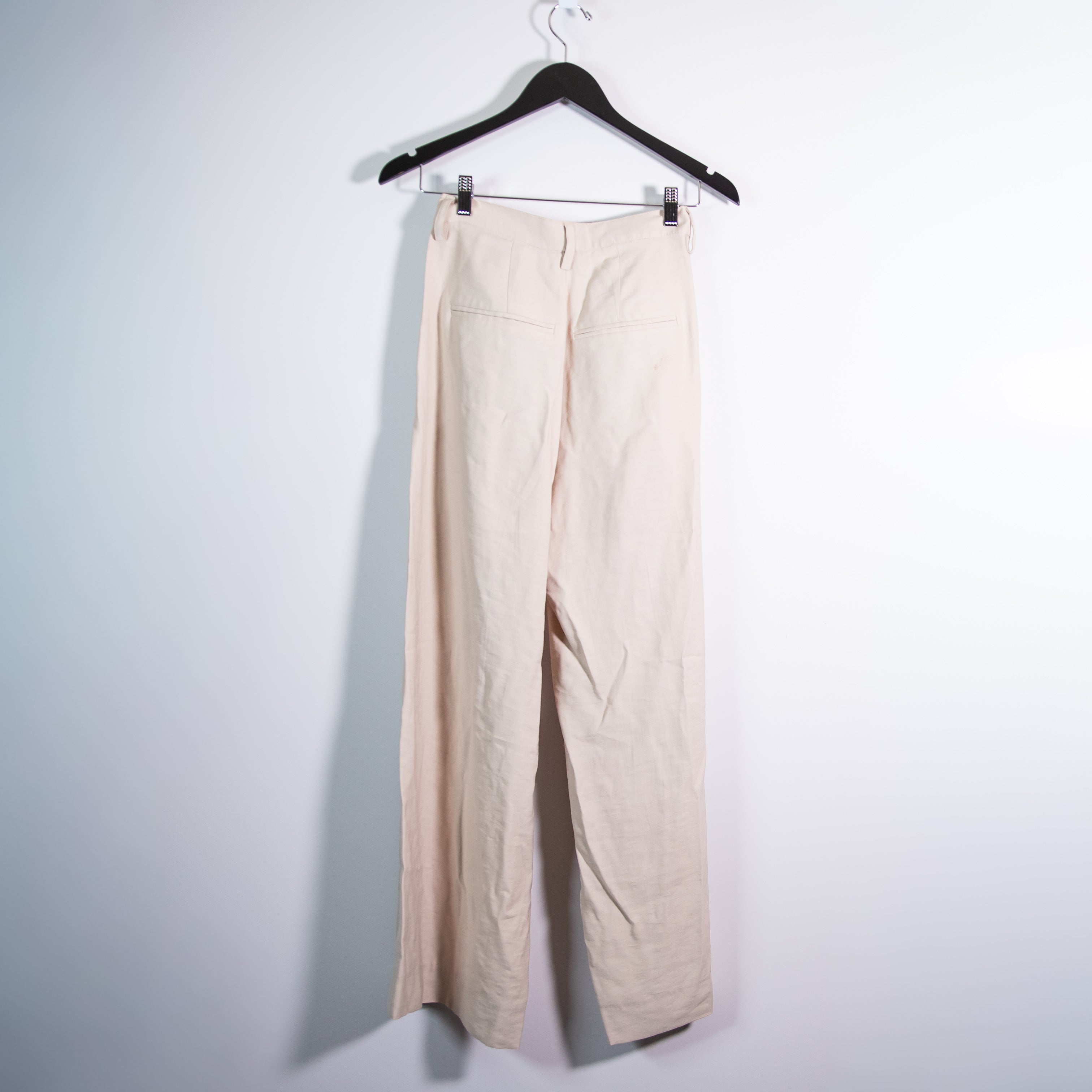 Nonchalant Label Fabi Wide Leg Mid Rise Pleated Trouser Pants Neutral Beige M