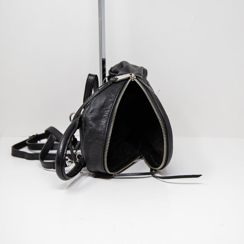 Rebecca Minkoff Quilted Leather Mini Travel Backpack Purse Bag Black Silver
