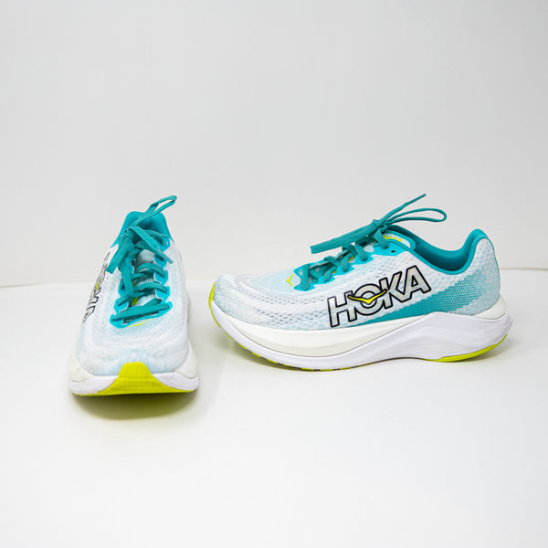 NEW Hoka Women's Mach X Low Top Athletic Running Sneakers White Blue Glass 8B