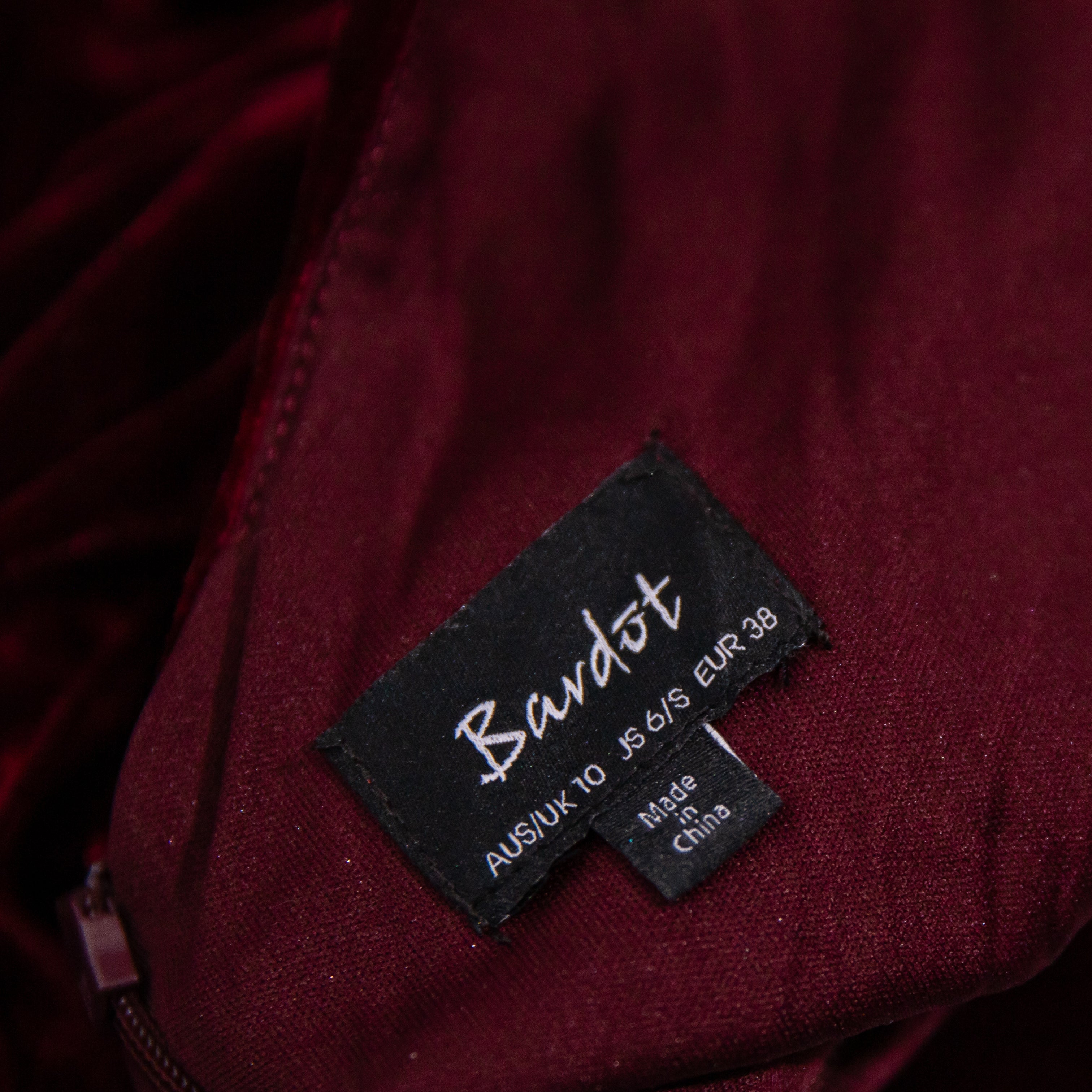 Bardot Yve Velvet Velour Halter High Slit Long Maxi Dress Burgundy 6