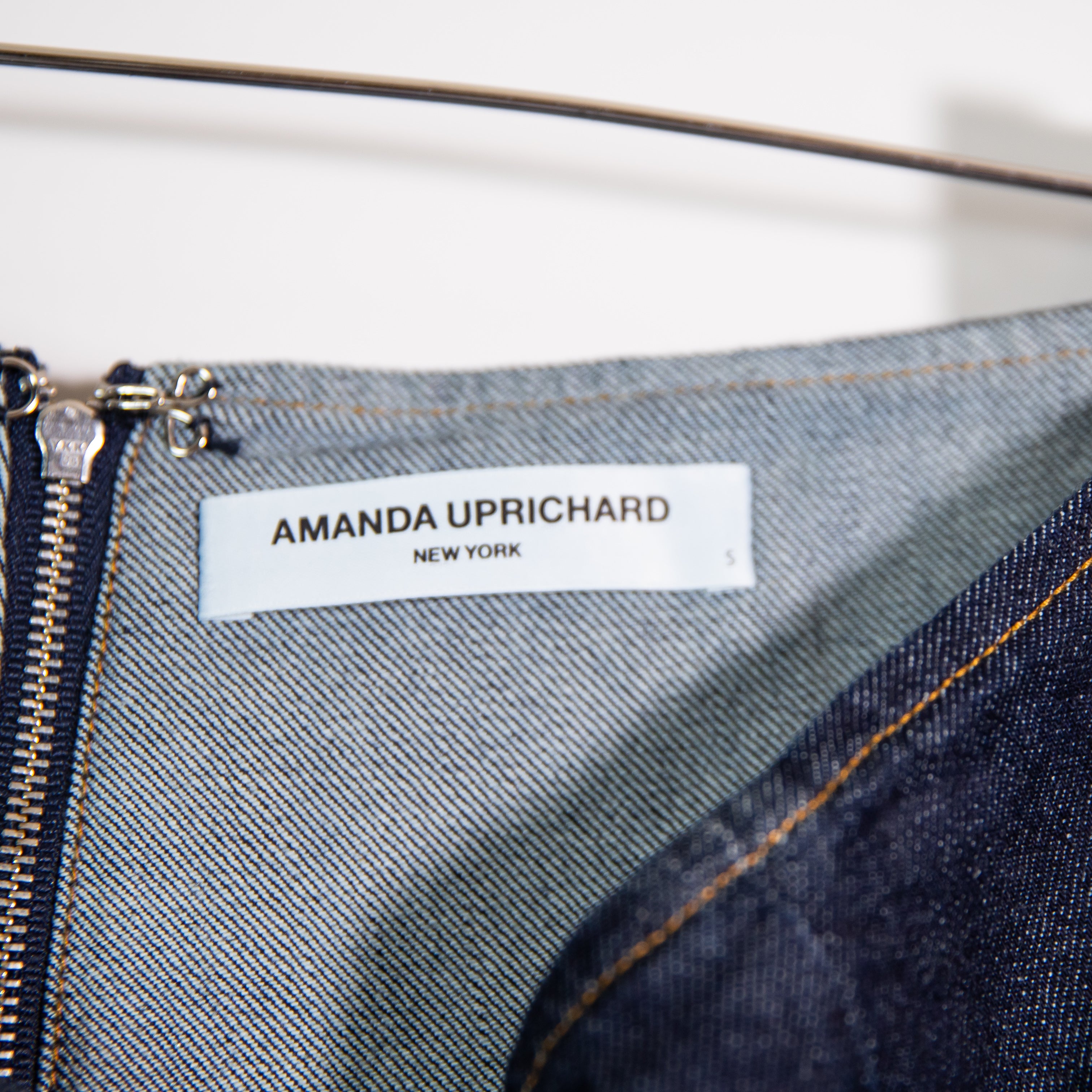 Amanda Uprichard Dale Cotton Mid Rise Slit Mini Jean Denim Skort Skirt Small