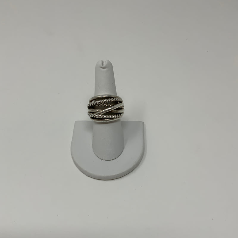 David Yurman Crossover 925 Sterling Silver Twisted Cable 17mm Cocktail Ring 8