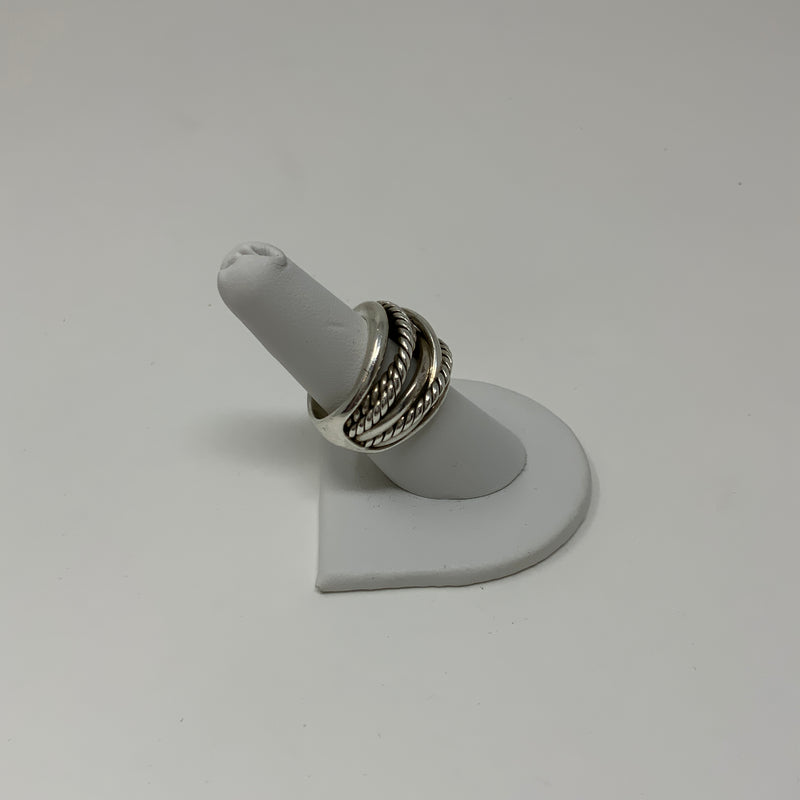 David Yurman Crossover 925 Sterling Silver Twisted Cable 17mm Cocktail Ring 8