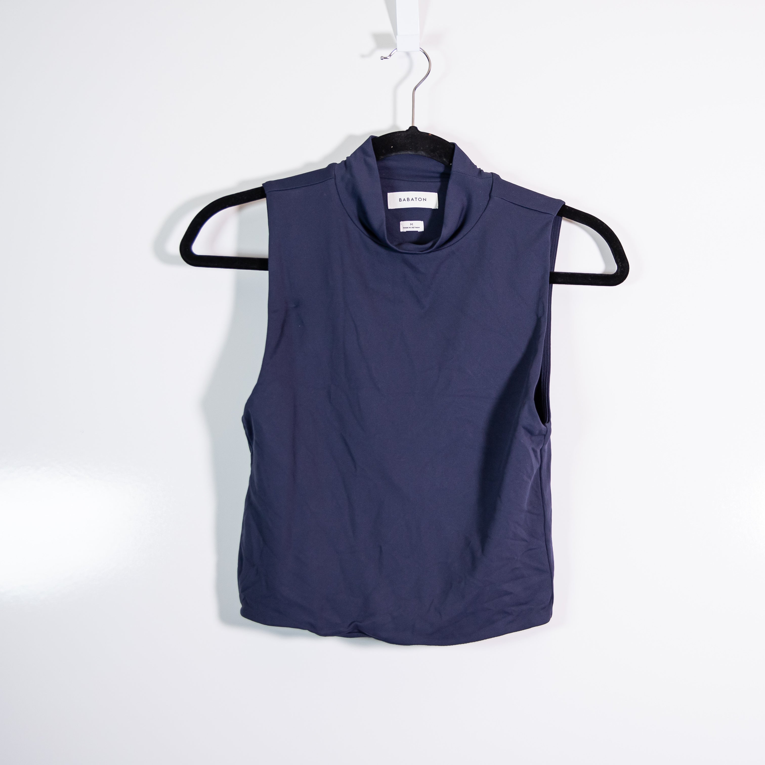 Babaton Aritzia Women's Contour Mock Neck Sleeveless Stretch Tank Top Blue M