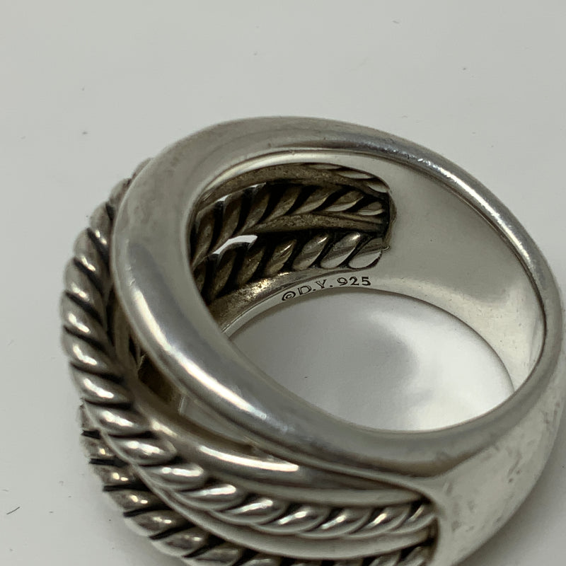 David Yurman Crossover 925 Sterling Silver Twisted Cable 17mm Cocktail Ring 8