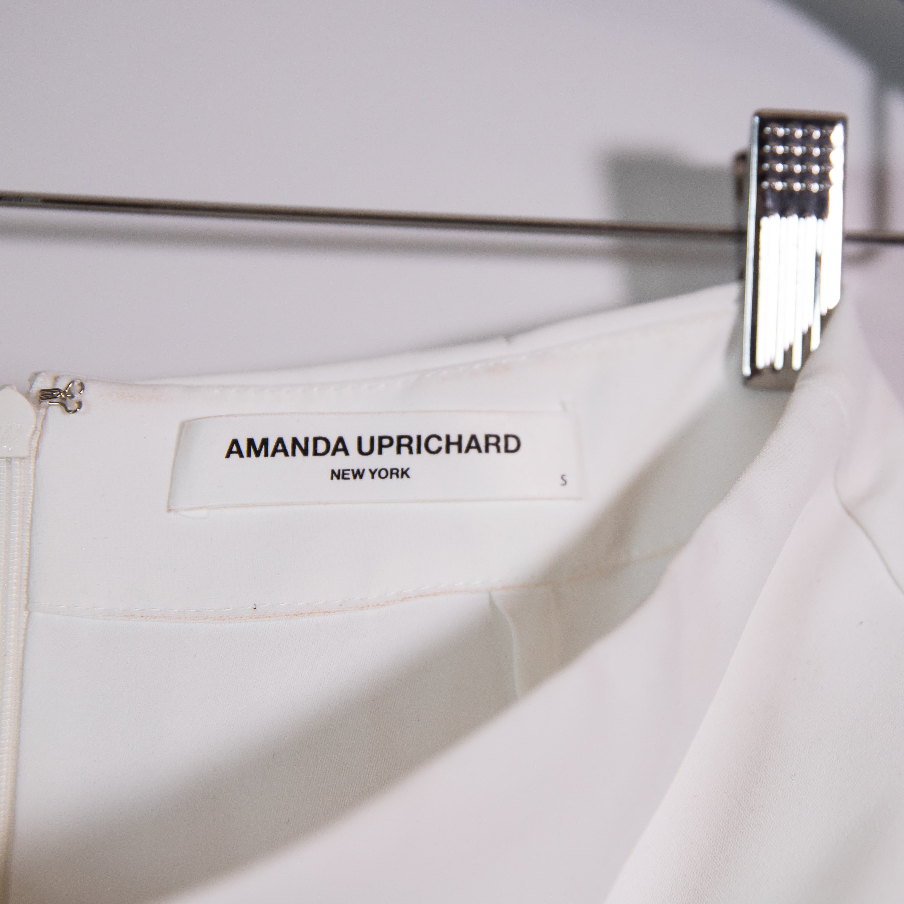 Amanda Uprichard Puzzle Multi Button Asymmetrical Hem Mini Skort White Silver S