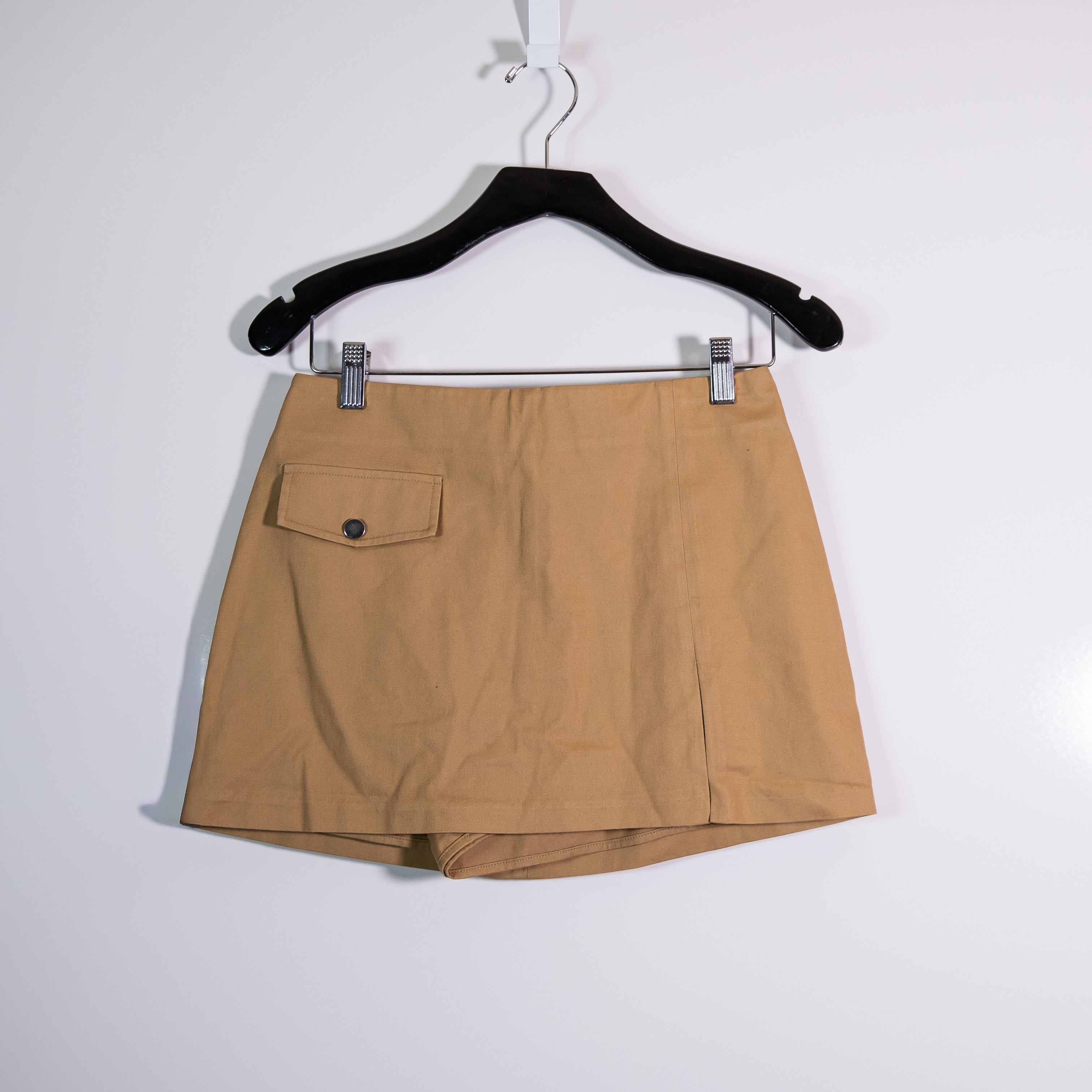 Amanda Uprichard Logan Cotton Front Pocket Slit Mini Khaki Skort Skirt Small