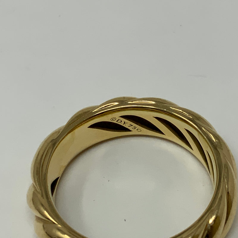 David Yurman Sculpted Cable Twist Band 750 18k Yellow Gold 6mm Ring Size 8