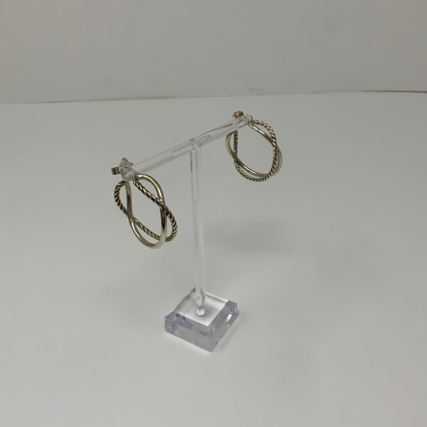 David Yurman Crossover Twisted Cable Rope 925 Sterling Silver Open Hoop Earrings