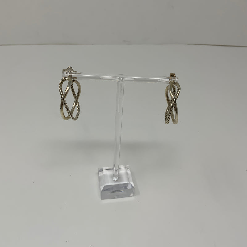 David Yurman Crossover Twisted Cable Rope 925 Sterling Silver Open Hoop Earrings