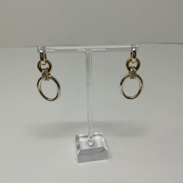 David Yurman DY Mercer Circular Drop .15ctw 18k Gold 925 Sterling Silver Earring