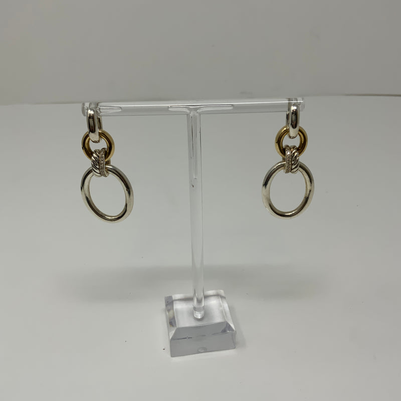 David Yurman DY Mercer Circular Drop .15ctw 18k Gold 925 Sterling Silver Earring