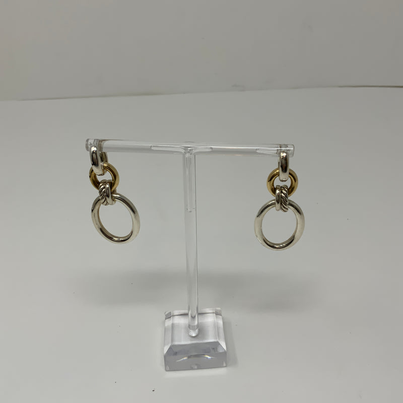 David Yurman DY Mercer Circular Drop .15ctw 18k Gold 925 Sterling Silver Earring