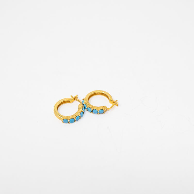 Sierra Winter Jewelry Karma Gold Vermeil Turquoise Stone Mini Hoop Earrings