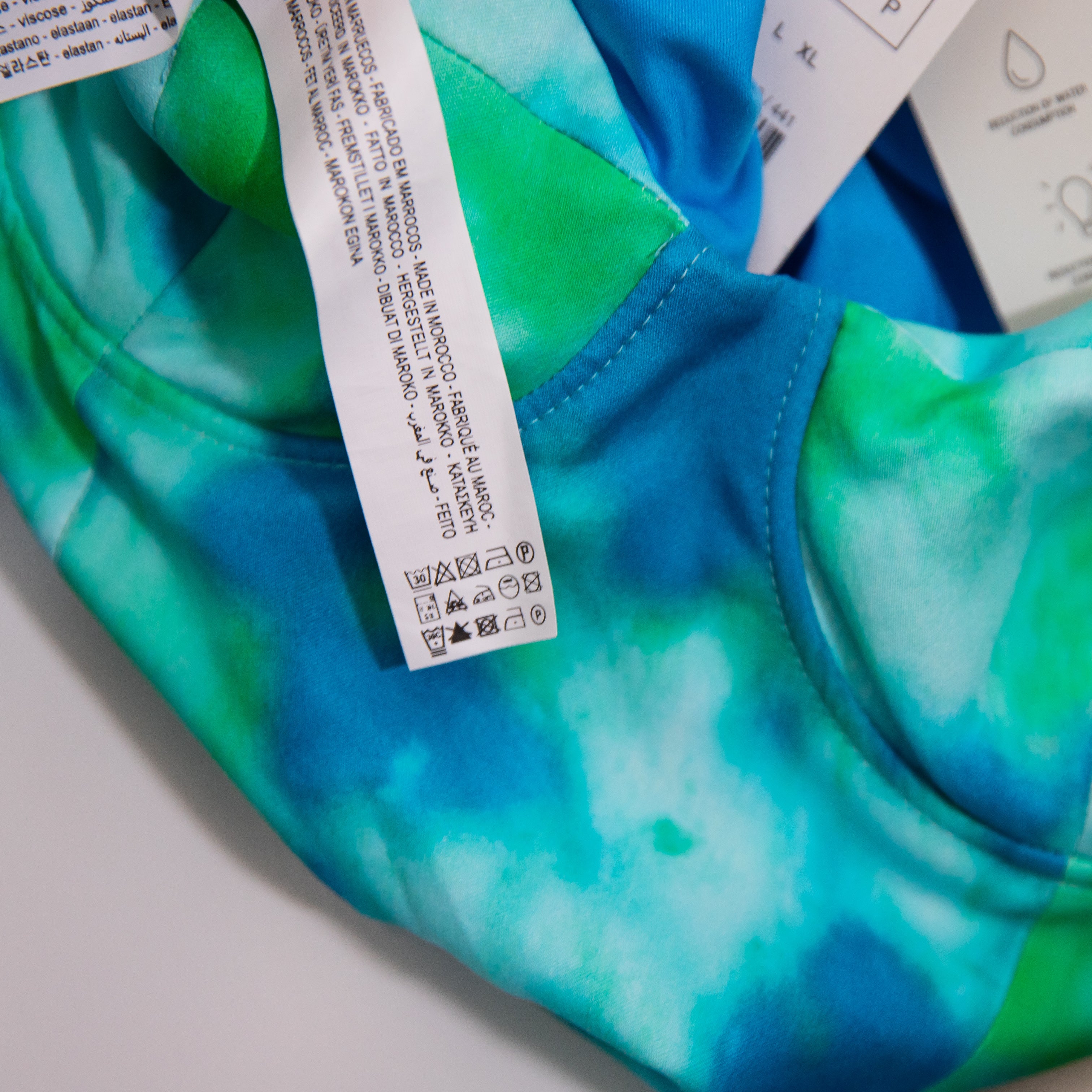 NEW Zara Blue Green Watercolor Tie Dye Underwire Cups One Piece Bodysuit Small