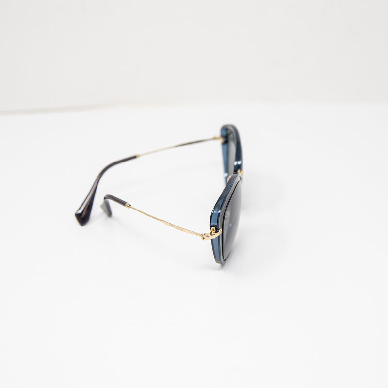 NEW Miu Miu Made In Italy SMU50R Cat Eye Blue Black Gold Sunglasses w/ Case