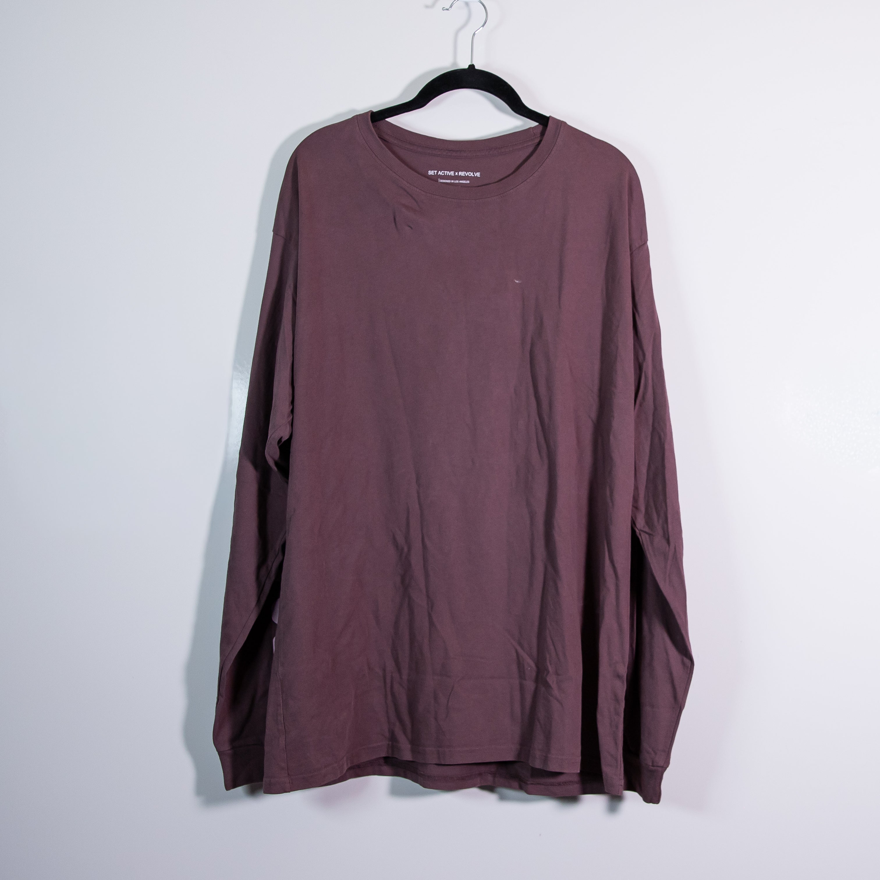 Set Active x Revolve Collab Cotton Crew Neck Long Sleeve Tee Shirt Purple OS