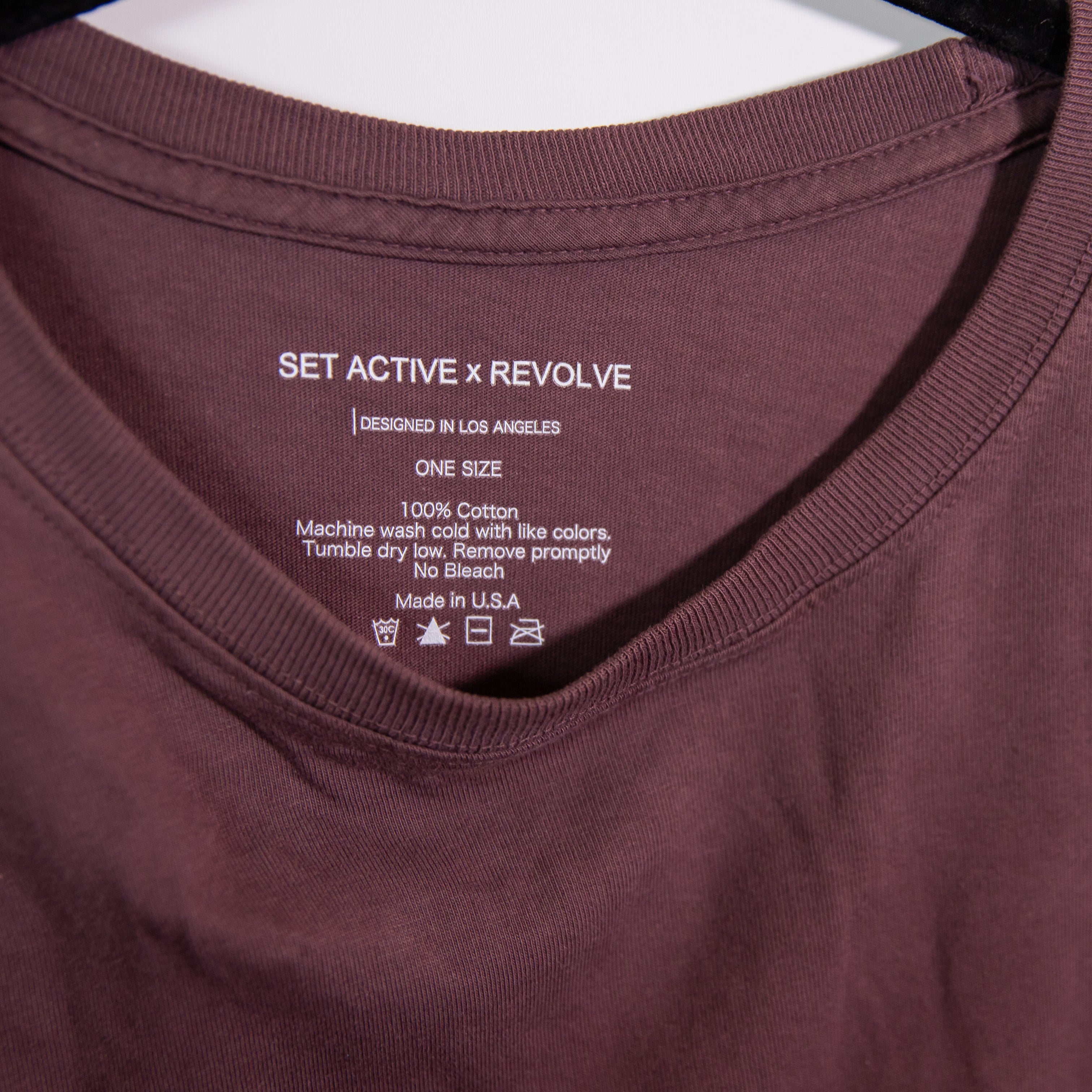 Set Active x Revolve Collab Cotton Crew Neck Long Sleeve Tee Shirt Purple OS