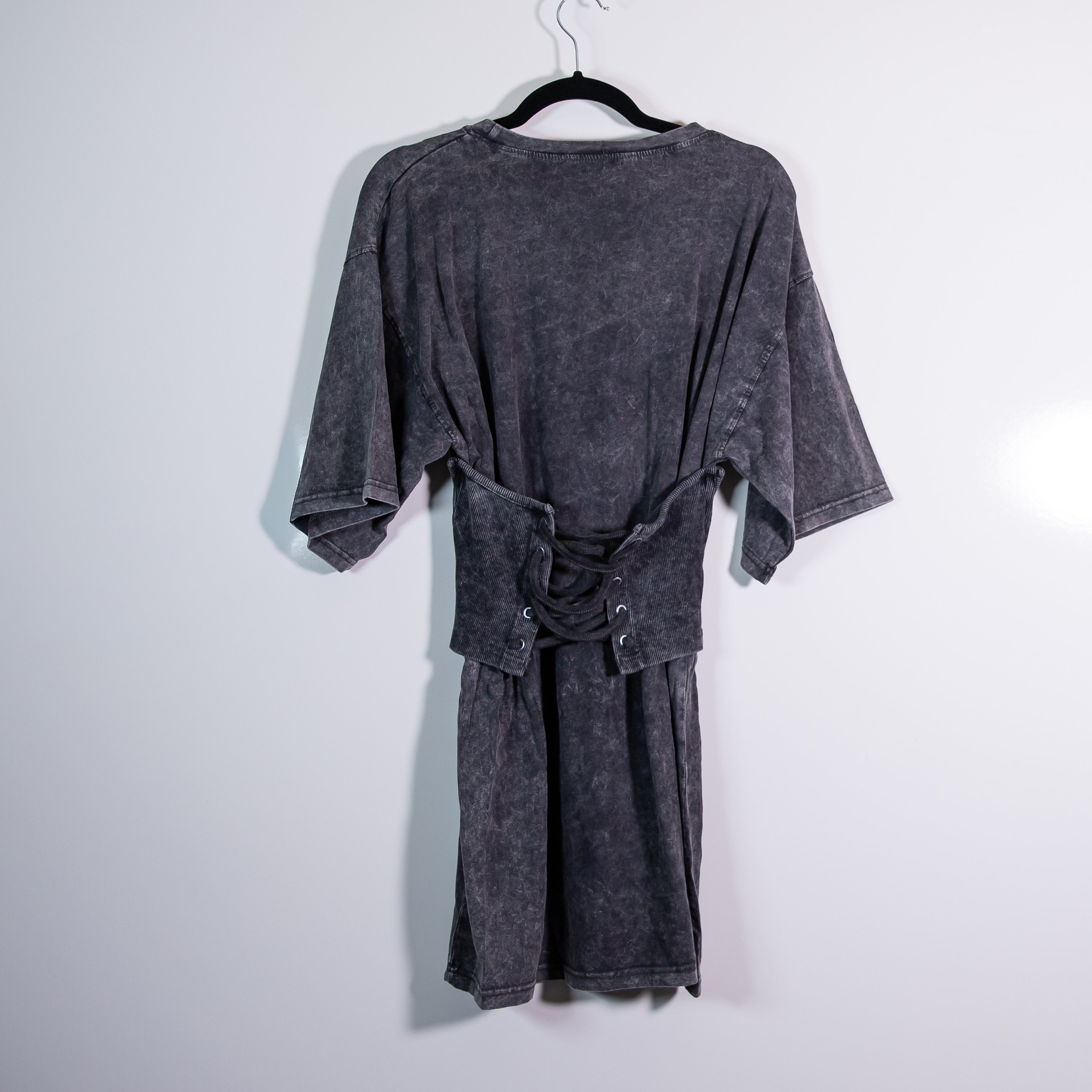 NEW Misguided Corset Bust Cup Short Sleeve Crew Neck Tee Shirt Dress Gray 0