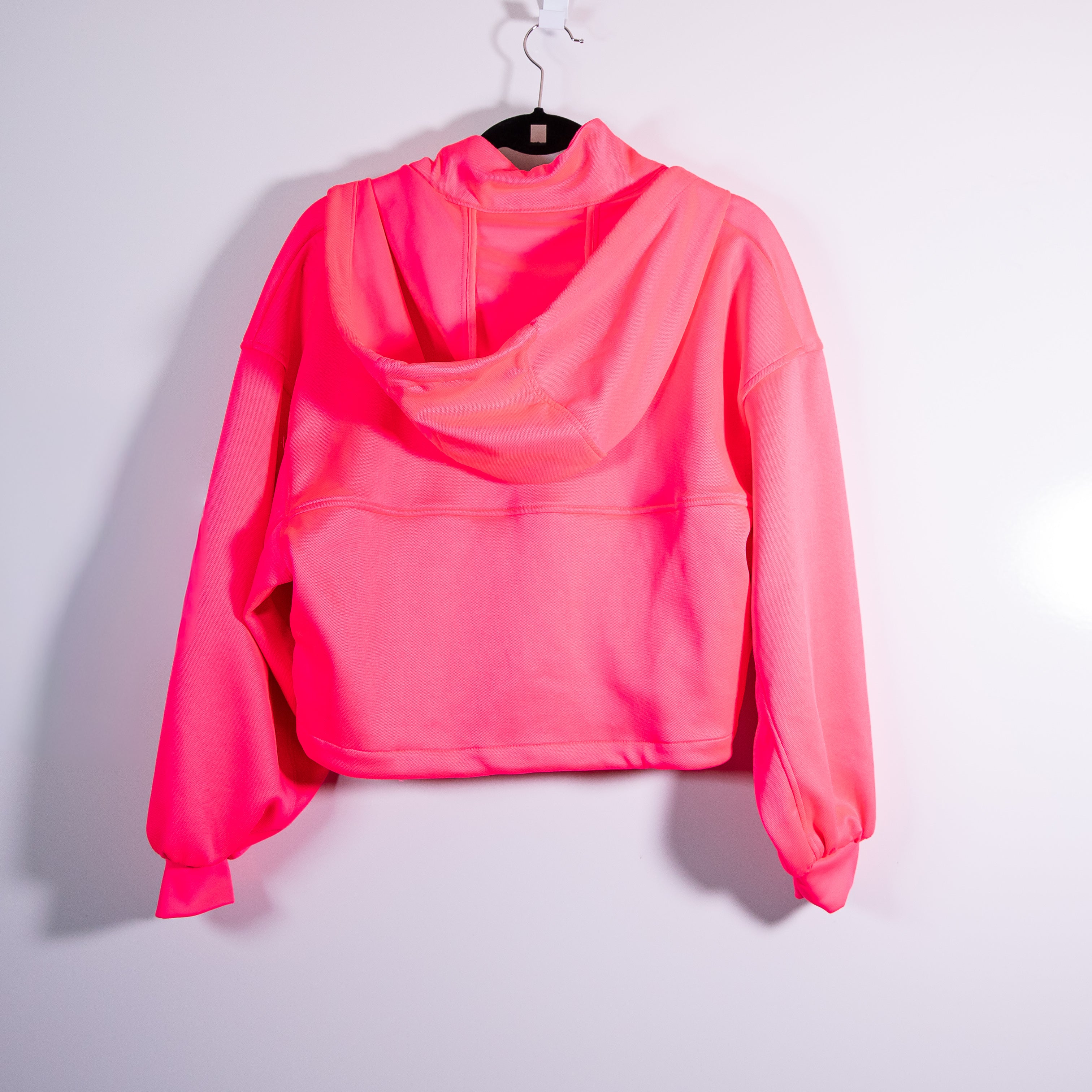 NEW Zara Women's Full Zip Adjustable Drawstring Waist Hooded Jacket Neon Pink S