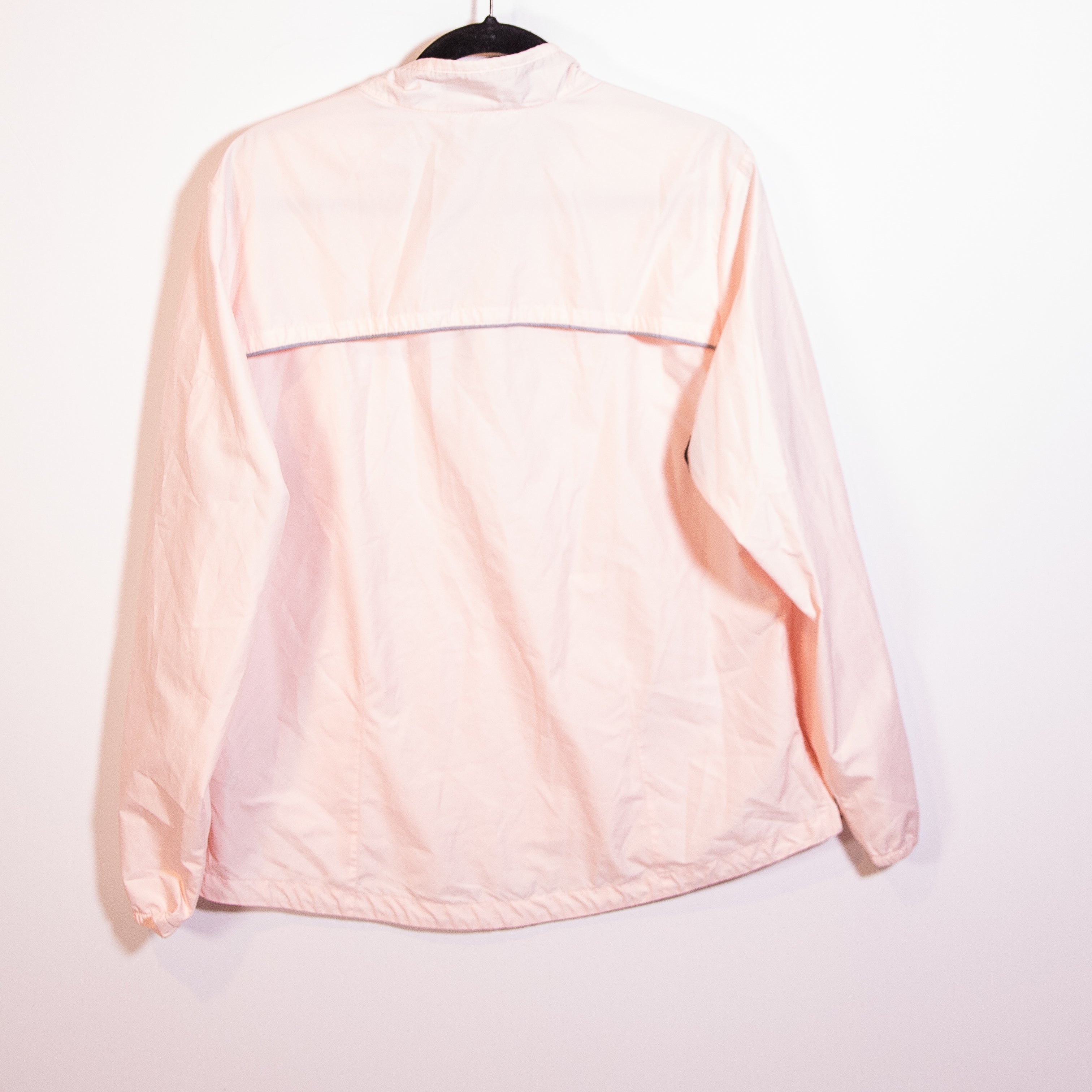 Nike Women's Lightweight Quarter Zip Pullover Windbreaker Jacket Pink Black L